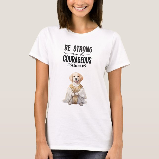 Den gyllene tävlingsprästen ska vara stark och mod t shirt (Framsida)