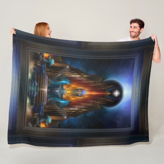 Den gyllene visionen av Arsencia Fractal Art Fleecefilt (På plats)