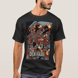 Den Haag City Karta - Abstrakt Art Skriv ut T Shirt