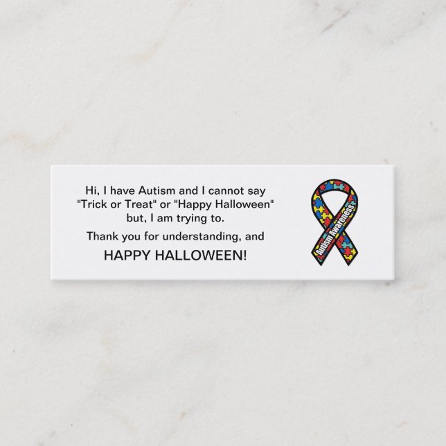 Den Halloween Autismbus eller godis Cards bandet Mini Visitkort (Framsida)