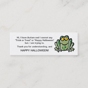 Den Halloween Autismbus eller godis Cards grodan Mini Visitkort