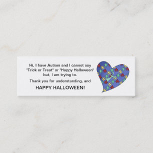 Den Halloween Autismbus eller godis Cards hjärta Mini Visitkort