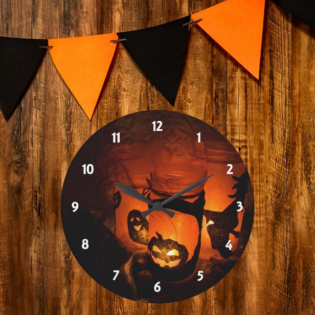 Den Halloween dekorationväggen tar tid på Stor Klocka (Halloween Decoration Wall Clock)