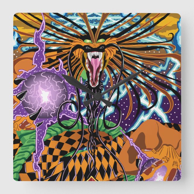 Den Halloween draken tar tid på Fyrkantig Klocka (Framsida)