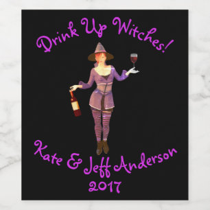 Den Halloween drinken upp häxanamn daterar Vinflaska Etikett