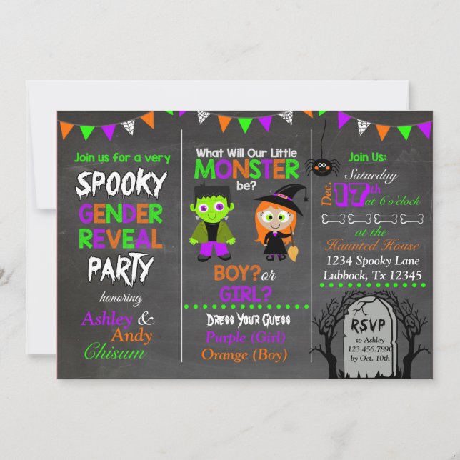 Den Halloween gender avslöjer inbjudan (Framsida)