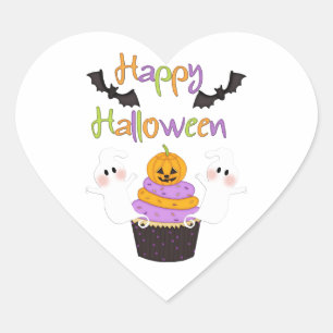 Den Halloween muffinen undertecknar Hjärtformat Klistermärke