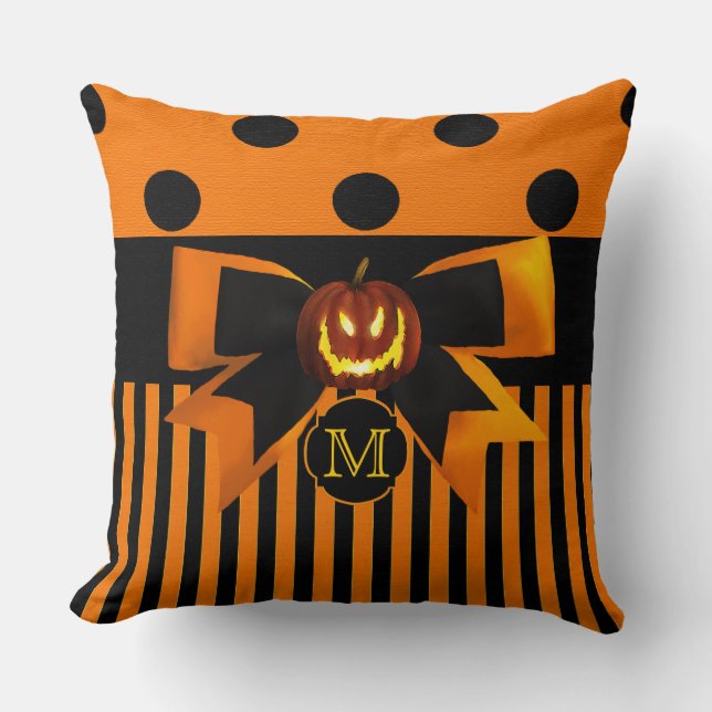 Den Halloween pumpaorangen och svarten kudder Kudde (Framsida)