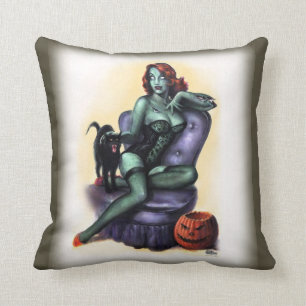 Den Halloween Zombieflickan klämmer fast upp Kudde