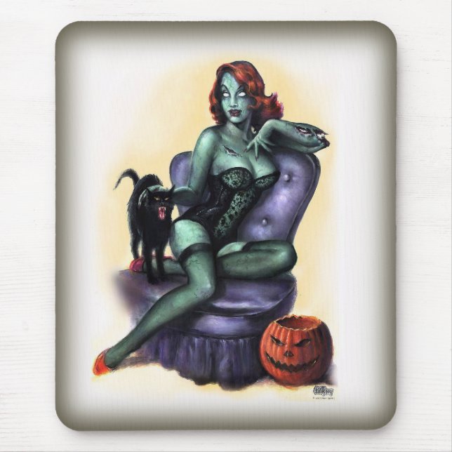 Den Halloween Zombieflickan klämmer fast upp Musmatta (Framsidan)