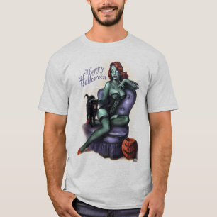 Den Halloween Zombieflickan klämmer fast upp Tee