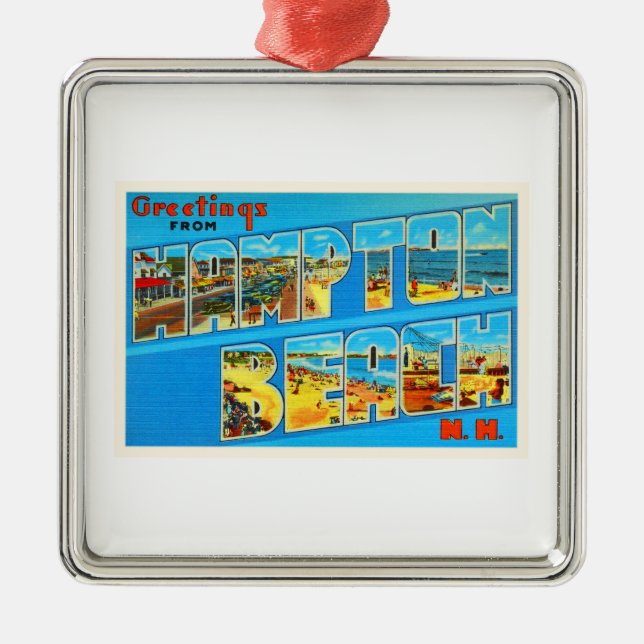 Den Hampton stranden gammala New Hampshire NH Julgransprydnad Metall (Framsidan)