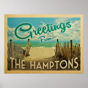 Den Hamptons strandvintage resor Poster