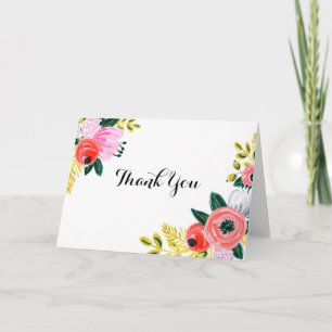 Den Handpainted blommigten tackar dig att card Tack Kort