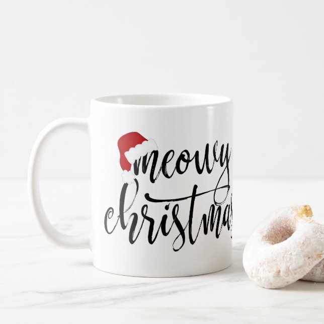 Den handskrivna Meowy julen skrivar (med fotoet) Kaffemugg (Med munk)
