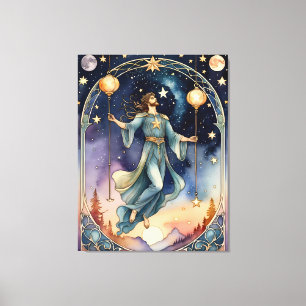 den hänförda målningen på en tarot inspirerad canvastryck