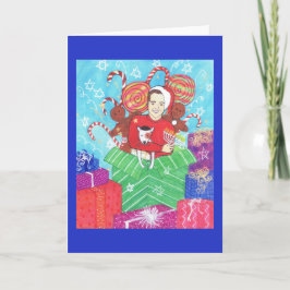 Den Hanukkah julen Julhälsningar kortet med hunden Helgkort