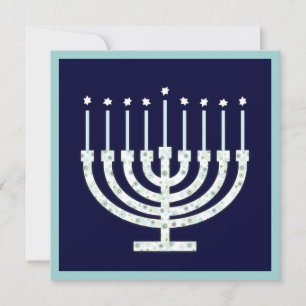 Den Hanukkah menoran med stearinljus i Polka Inbjudningar