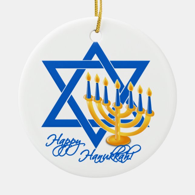 Den Hanukkah prydnaden - skräddarsy Julgransprydnad Keramik (Framsidan)