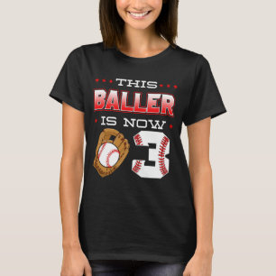 Den här Baller är nu 3 Baseboll Födelsedagstema Pa T Shirt
