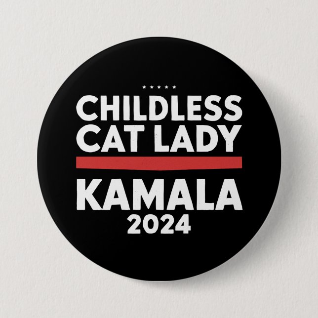 Den här barnlösa Cat Dam är Voting Kamala 2024 Knapp (Framsida)