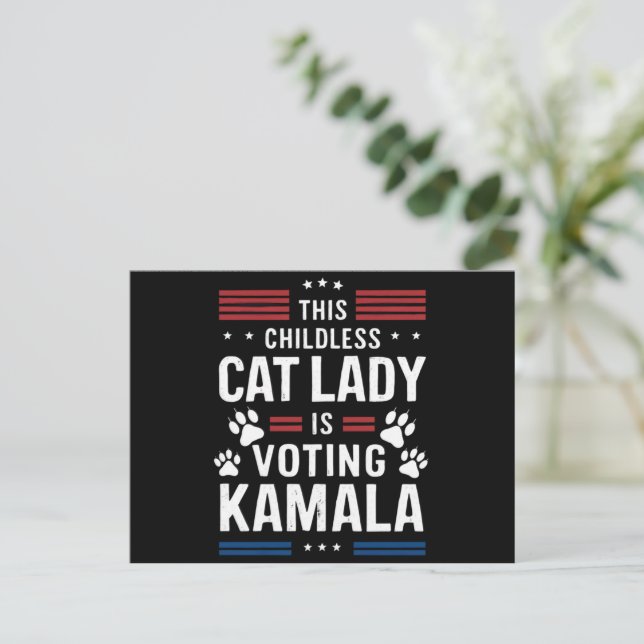 Den här barnlösa Cat Dam är Voting Kamala 2024 Vykort (Stående Fram)