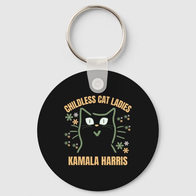 Den här barnlösa Cat Dam röstar om Kamala-harris 2 Nyckelring (Framsida)