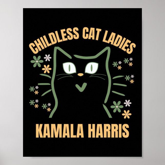 Den här barnlösa Cat Dam stöder president Kamala H Poster (Framsidan)