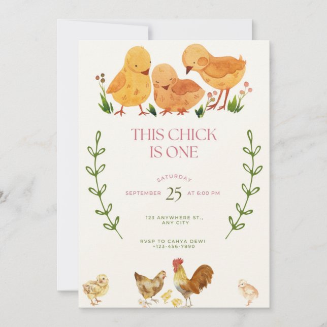 Den här Chicken är en födelsedag Inbjudningar (Framsida)