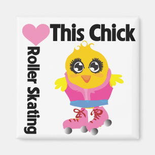 Den här Chicken Kärlek Roller Skating Magnet