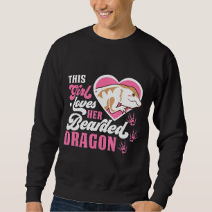 Den här Cute Girl Kärlek Hennes böjda draken Drago Lång Ärmad Tröja