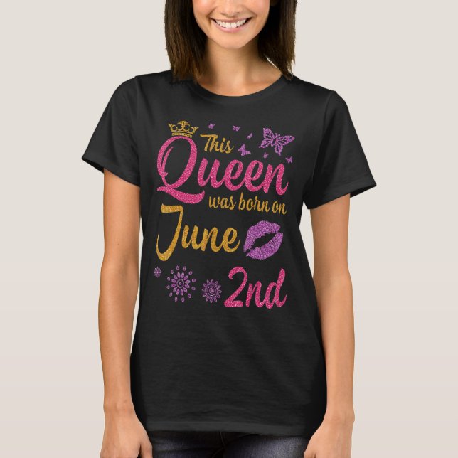 Den här drottningen föddes den 2 juni Lycklig i mi T Shirt (Framsida)