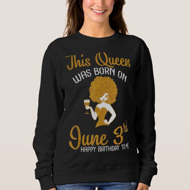 Den här drottningen föddes den 3 juni Grattis på f T Shirt (Framsida)