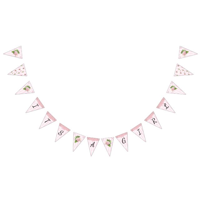 Den har en Chic av Gil Blommigt Rosa ros Baby Show Vimplar (Alla)