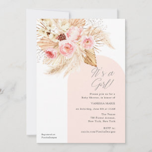 Den har en flicka Modern Arch Boho Blommigt Baby S Inbjudningar