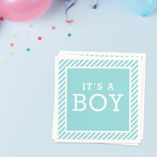 Den har en pojkmodern Aqua Blue Rand Baby Shower Pappersservett