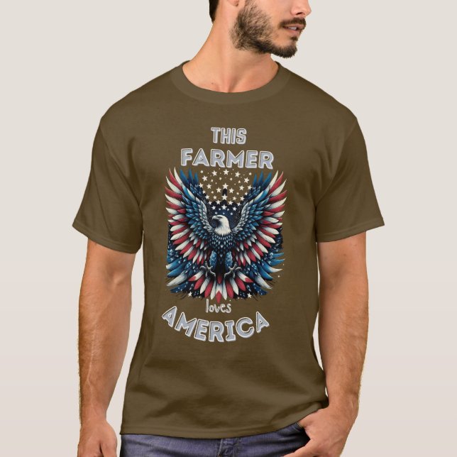 Den här farmer Kärlek America Patriotic Eagle T Shirt (Framsida)