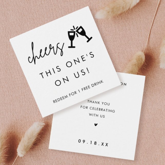 Den här finns på oss Bröllop-dricksvaktare Fyrkantigt Visitkort (Skapare uppladdad)