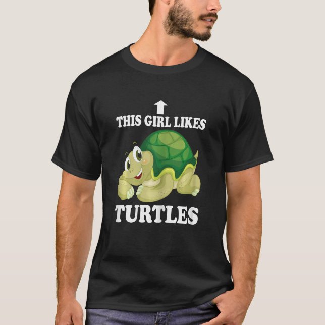 Den här flickan gillar Turtles Cute Vatten Turtle  T Shirt (Framsida)