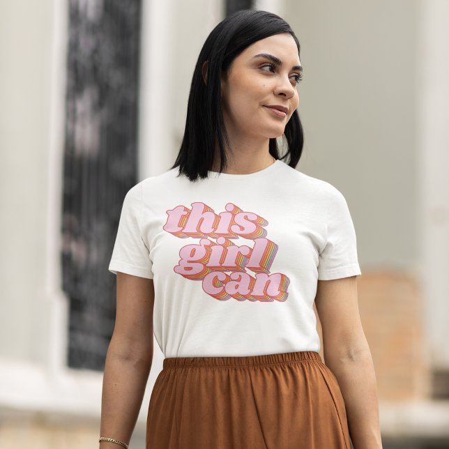 Den här flickan kan retro inspirerande positiv off t shirt (Skapare uppladdad)