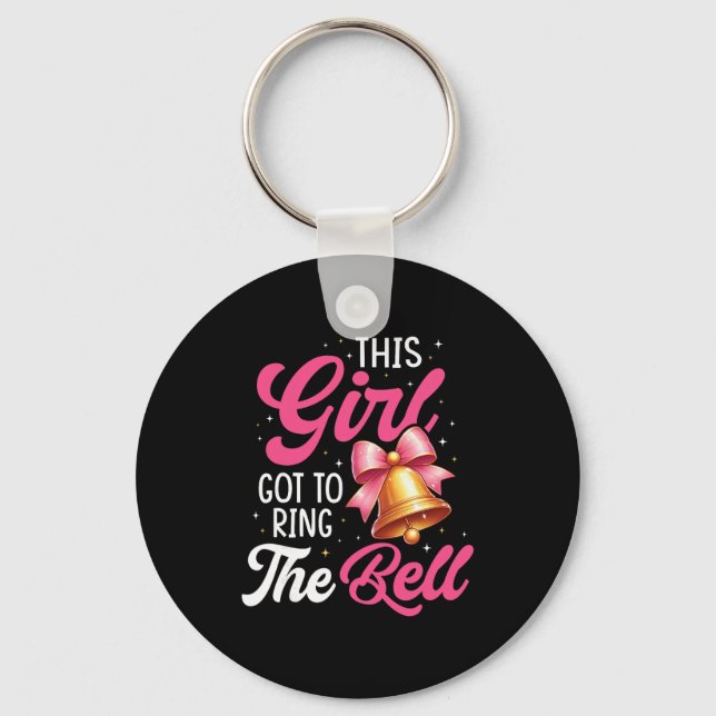 Den här flickans Har till Ring Bell Breast Cancer  Nyckelring (Framsida)