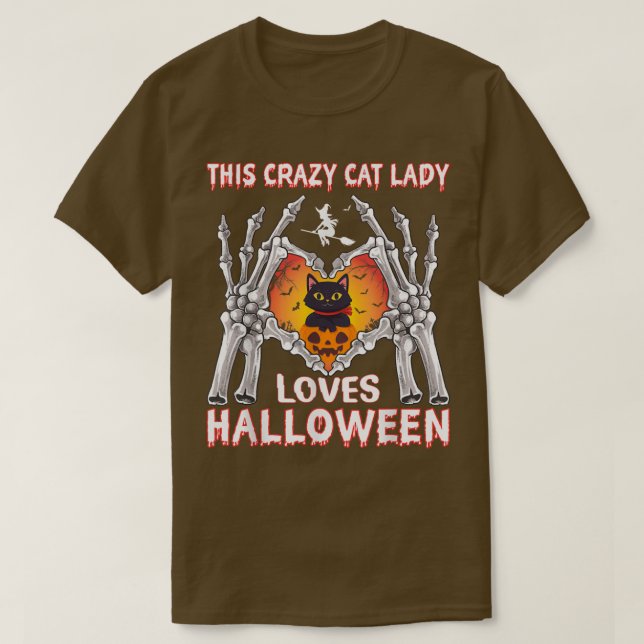 Den här galna Cat Dam Kärlek Halloween Costume Fun T Shirt (Design framsida)