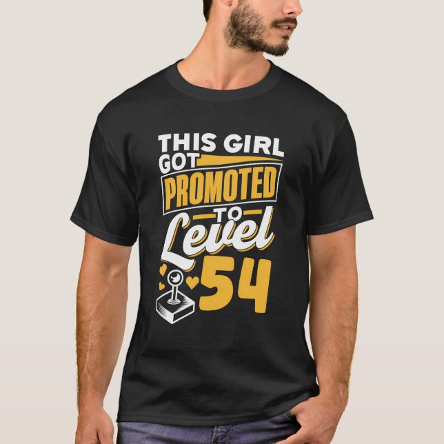 Den här Harna befordrades till nivå 54 Girls Cute  T Shirt (Framsida)