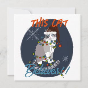 Den här katten tror på julkort tack kort