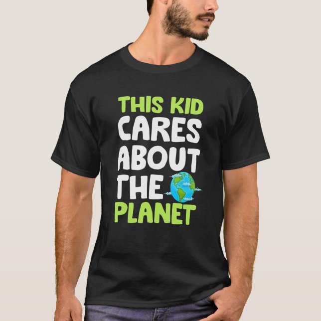 Den här Kid Cares Planet Skyddar jorden på världst T Shirt (Framsida)