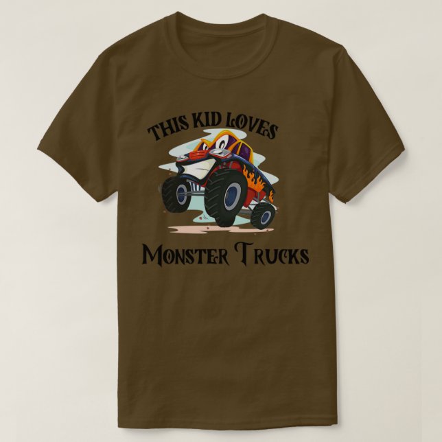 Den här Kid Kärlek Monster Lastbilar-gåvan till Ki T Shirt (Design framsida)