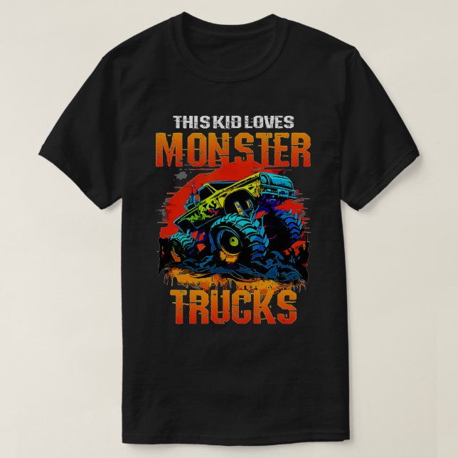 Den här Kid Kärlek Monster Lastbilar Monster Lastb T Shirt (Design framsida)