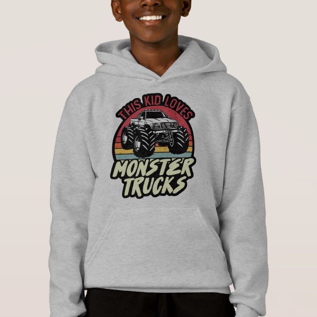 Den här Kid Kärlek Monster Lastbilar T Shirt (Framsida)