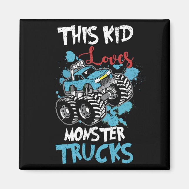 Den här Kid Kärlek Monster Lastbilar Tee Magnet (Framsidan)