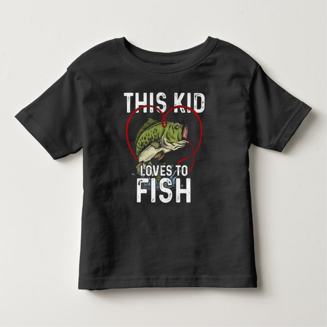 Den här Kid Kärlek to Fish Fishing Children T Shirt (Framsida)